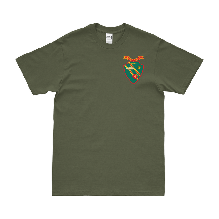 4th Tank Battalion USMC Left Chest Emblem T-Shirt Tactically Acquired Military Green Small 