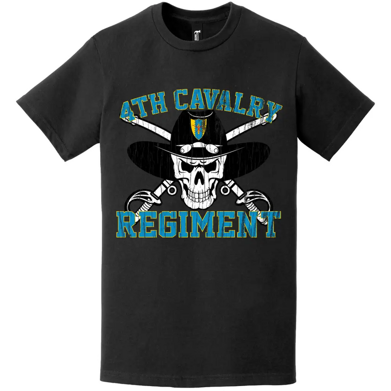 Distressed 4th Cavalry Regiment Saber Skull Crest T-Shirt