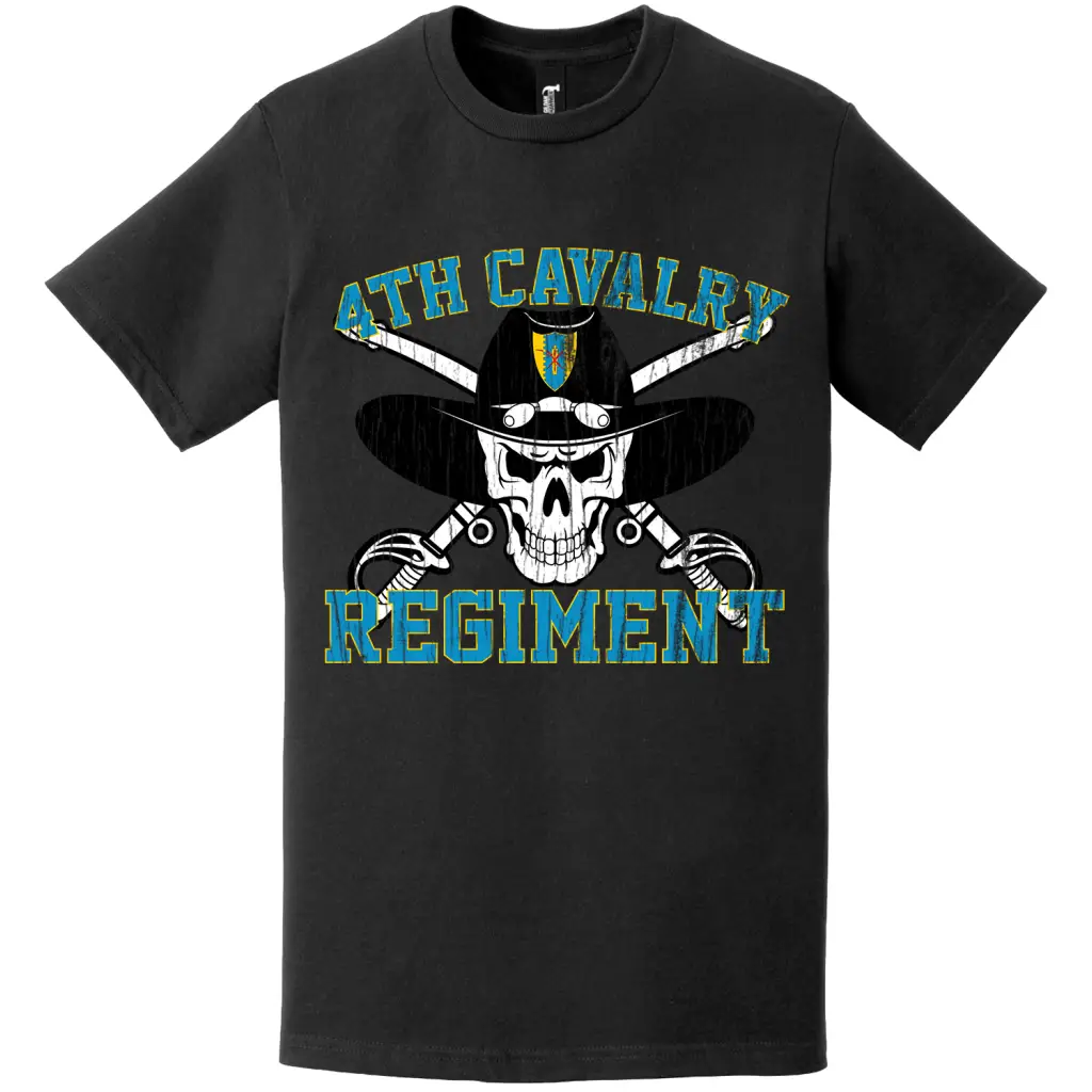Distressed 4th Cavalry Regiment Saber Skull Crest T-Shirt Tactically Acquired   