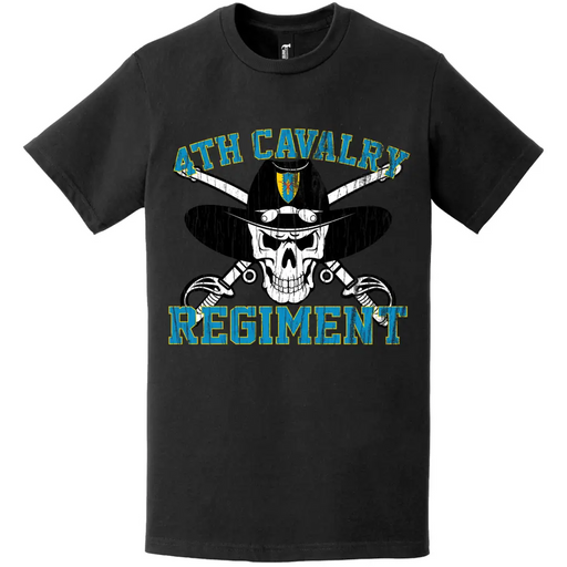 Distressed 4th Cavalry Regiment Saber Skull Crest T-Shirt Tactically Acquired   