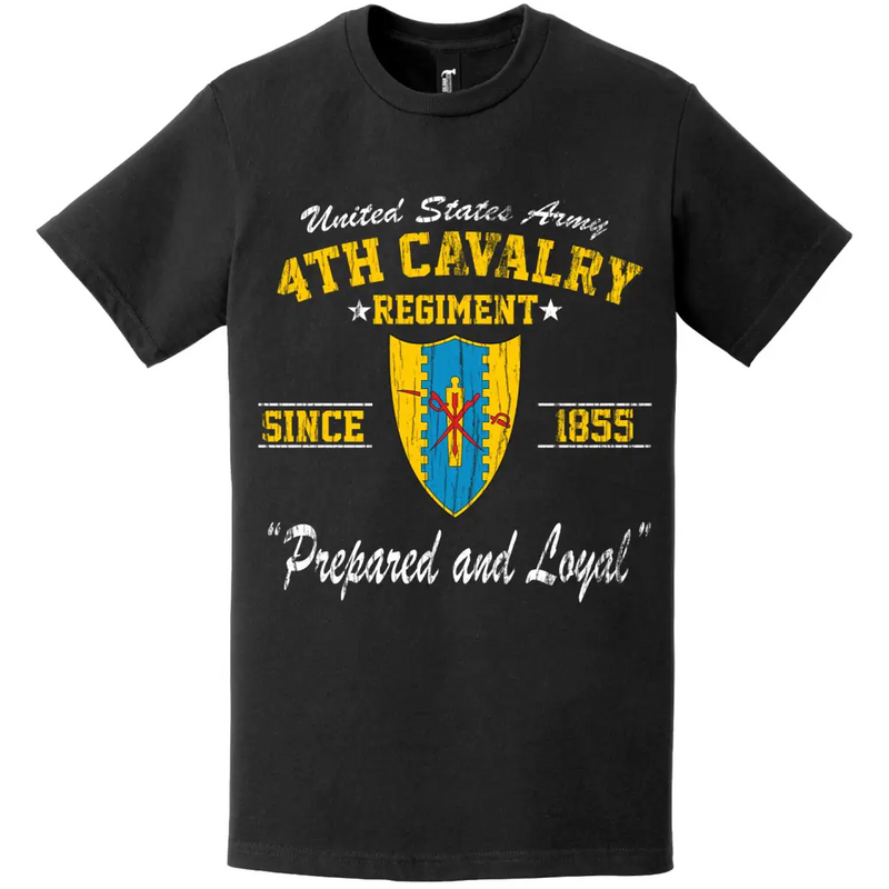 Distressed 4th Cavalry Regiment Since 1855 Unit Legacy Crest T-Shirt