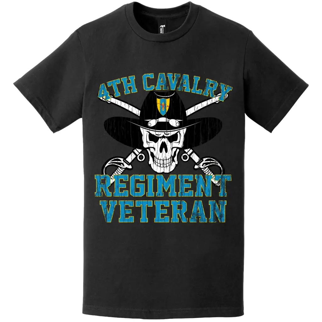 Distressed 4th Cavalry Regiment Veteran Saber Skull T-Shirt Tactically Acquired   