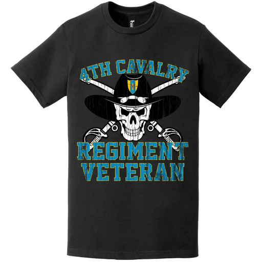Distressed 4th Cavalry Regiment Veteran Saber Skull T-Shirt Tactically Acquired   