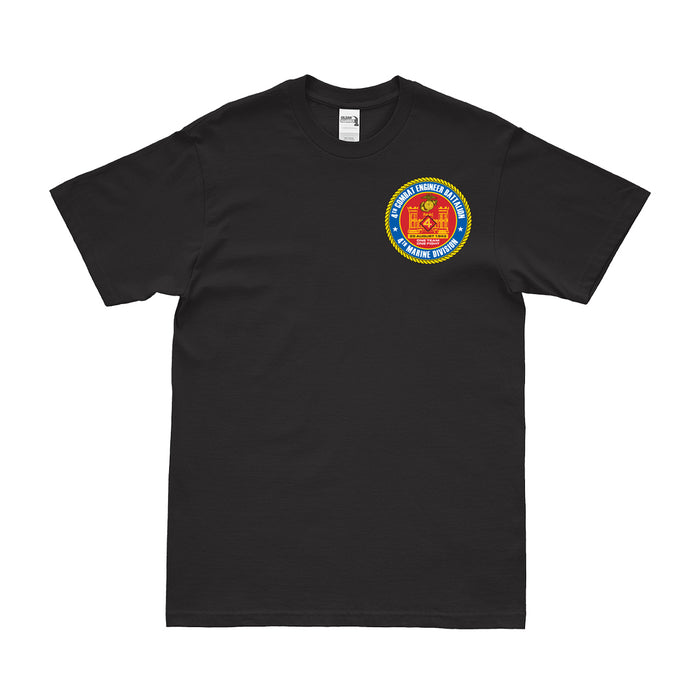 4th Combat Engineer Battalion (4th CEB) Logo Left Chest T-Shirt Tactically Acquired Small Black 