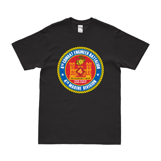 4th Combat Engineer Battalion (4th CEB) Logo T-Shirt Tactically Acquired Small Black 