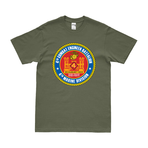 4th Combat Engineer Battalion (4th CEB) Logo T-Shirt Tactically Acquired Small Military Green 