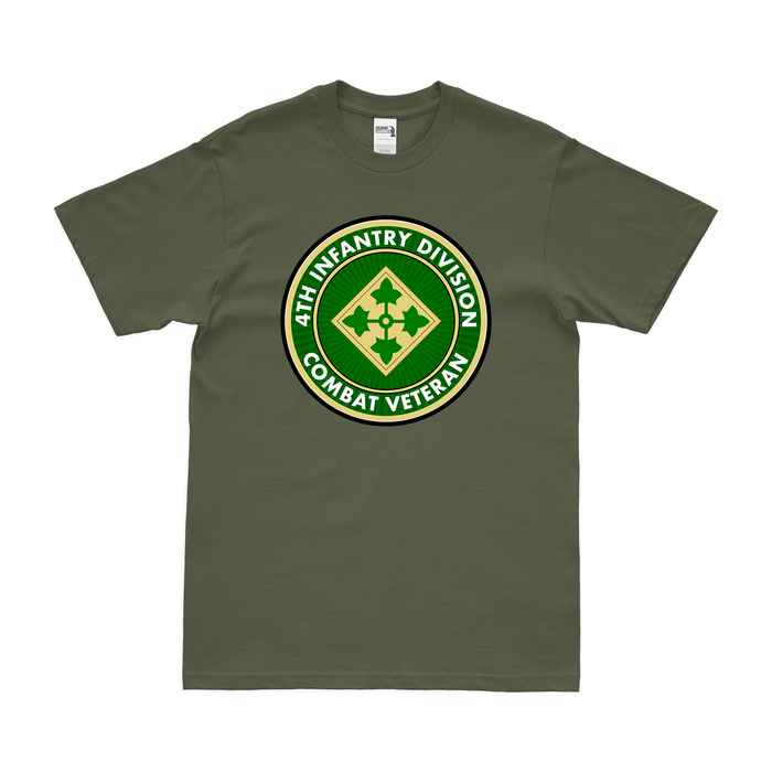 4th Infantry Division Combat Veteran T-Shirt Tactically Acquired Military Green Small 