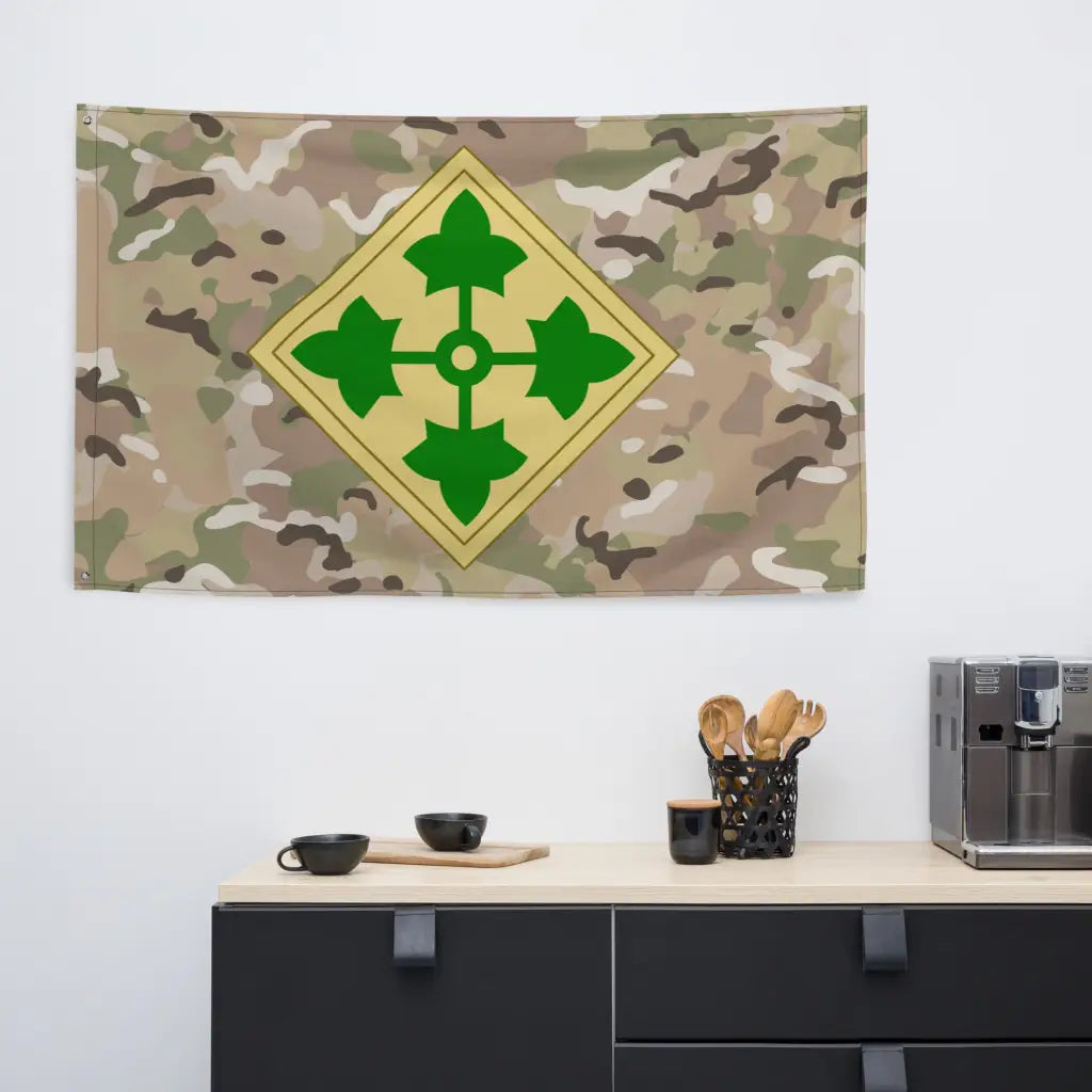 4th Infantry Division (4th ID) OCP Camo SSI Indoor Wall Flag Tactically Acquired   