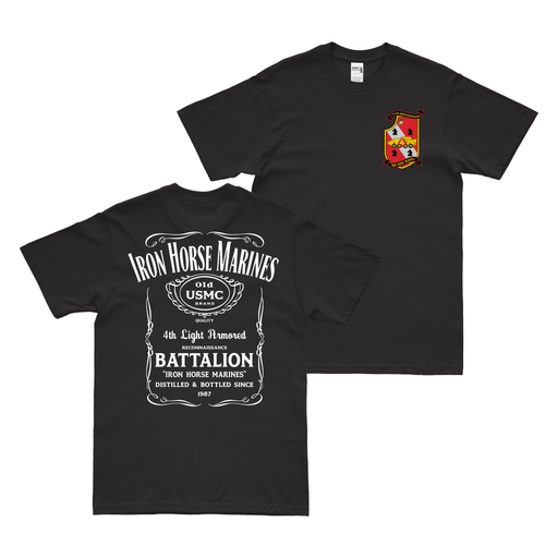 Double-Sided 4th LAR Whiskey Label USMC T-Shirt Tactically Acquired Black Small 