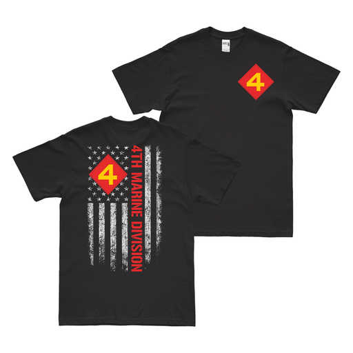 Double-Sided 4th Marine Division American Flag T-Shirt Tactically Acquired Black Small 