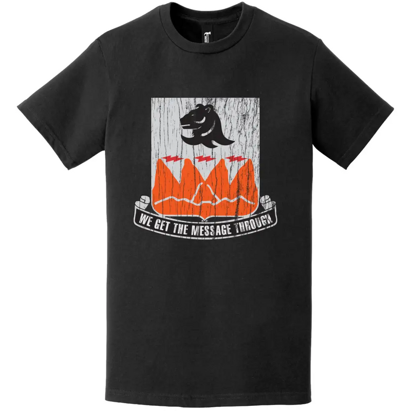 4th Signal Battalion Distressed DUI Logo Emblem T-Shirt
