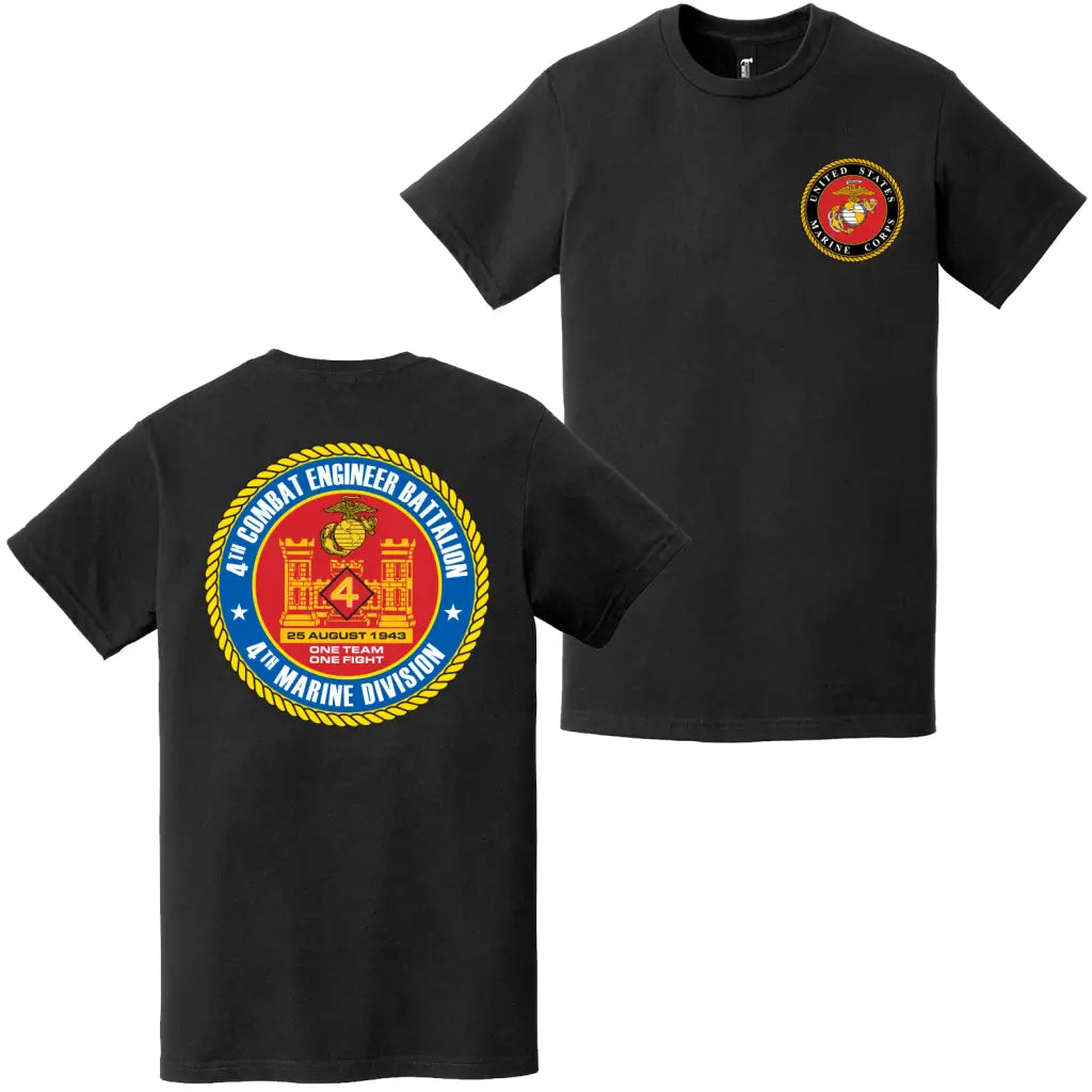 Double-Sided 4th CEB Logo USMC Emblem T-Shirt