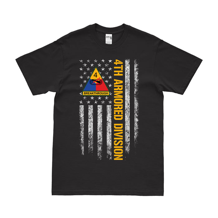 4th Armored Division "Breakthrough" American Flag T-Shirt Tactically Acquired Black Small 