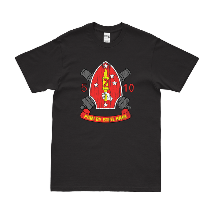 5th Bn 10th Marines (5/10 Marines) Unit Logo T-Shirt Tactically Acquired Black Distressed Small