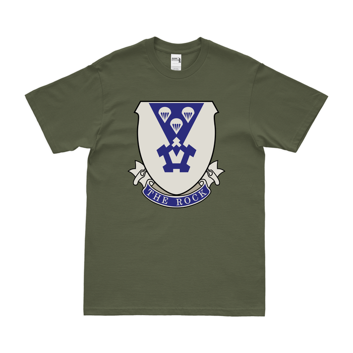 503rd Airborne Infantry Regiment 'The Rock' T-Shirt Tactically Acquired Military Green Clean Small