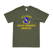 504th Airborne Infantry Regiment (504th AIR) T-Shirt Tactically Acquired Military Green Distressed Small