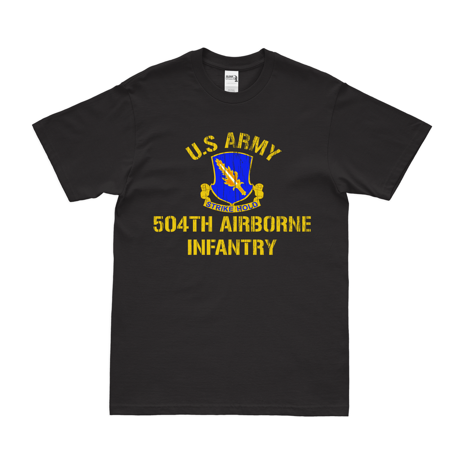 504th Airborne Infantry Regiment (504th AIR) T-Shirt Tactically Acquired Black Distressed Small