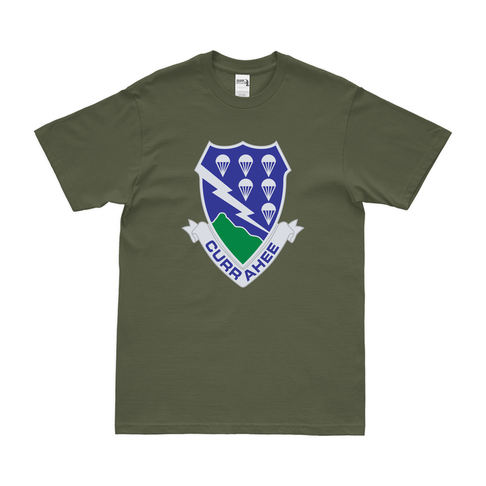 506th Airborne Infantry Regiment Emblem T-Shirt Tactically Acquired Military Green Clean Small