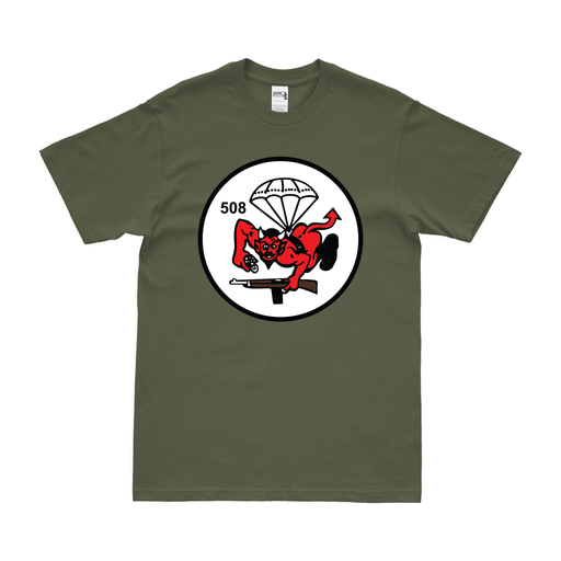 508th Parachute Infantry Regiment (508th PIR) Butt Devil T-Shirt Tactically Acquired Military Green Clean Small