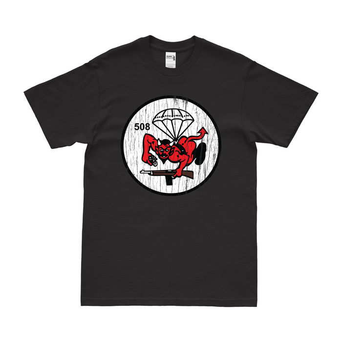 508th Parachute Infantry Regiment (508th PIR) Butt Devil T-Shirt Tactically Acquired Black Distressed Small