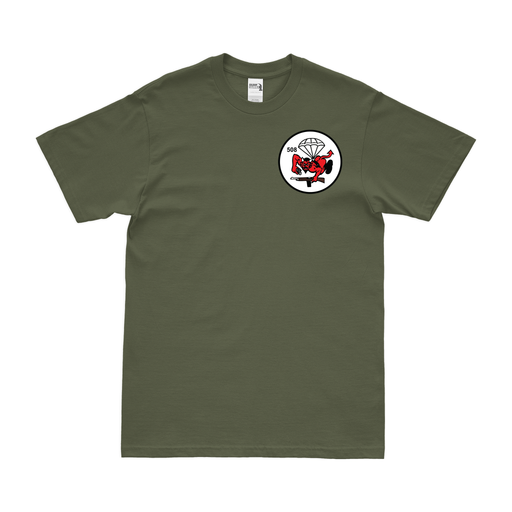 508th PIR Butt Devil Logo Left Chest Emblem T-Shirt Tactically Acquired Military Green Small 