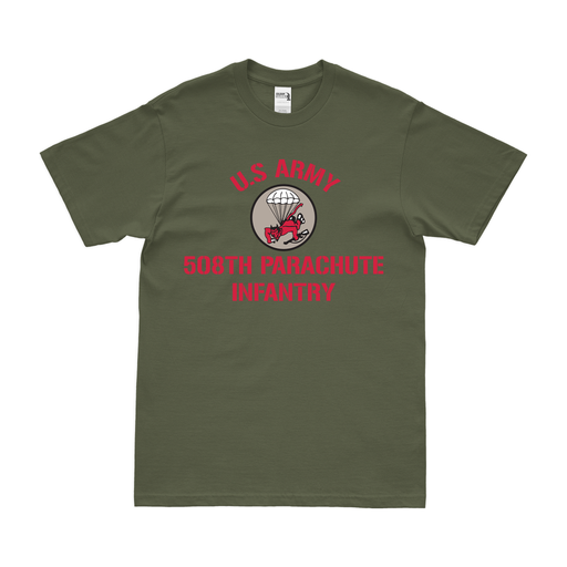 Vintage 508th Parachute Infantry Regiment (508th PIR) T-Shirt Tactically Acquired Military Green Small 