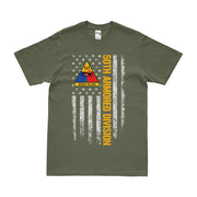 Patriotic 50th Armored Division American Flag T-Shirt Tactically Acquired Small Military Green 