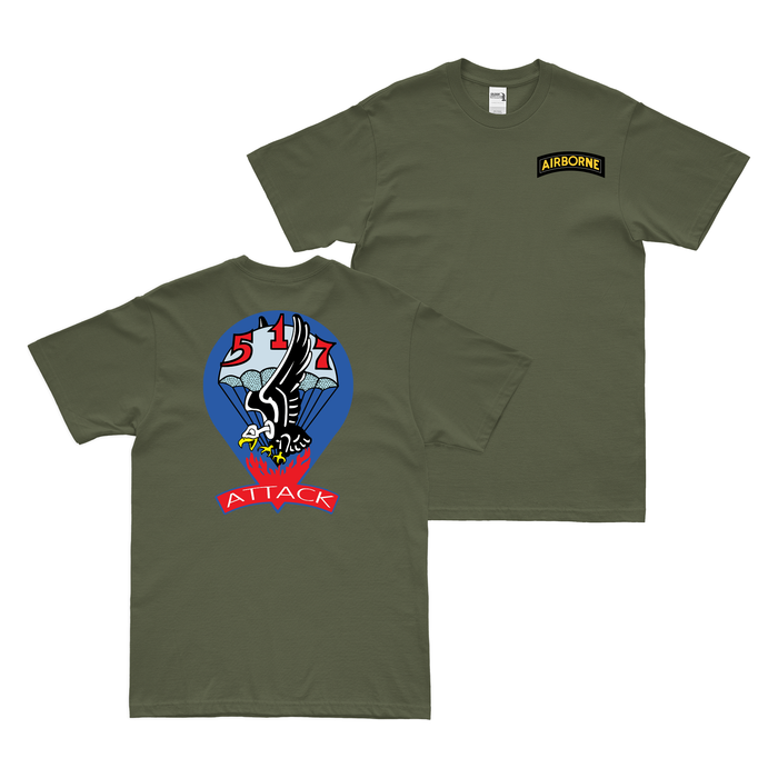 Double-Sided 517th Parachute Infantry T-Shirt Tactically Acquired Military Green Small 