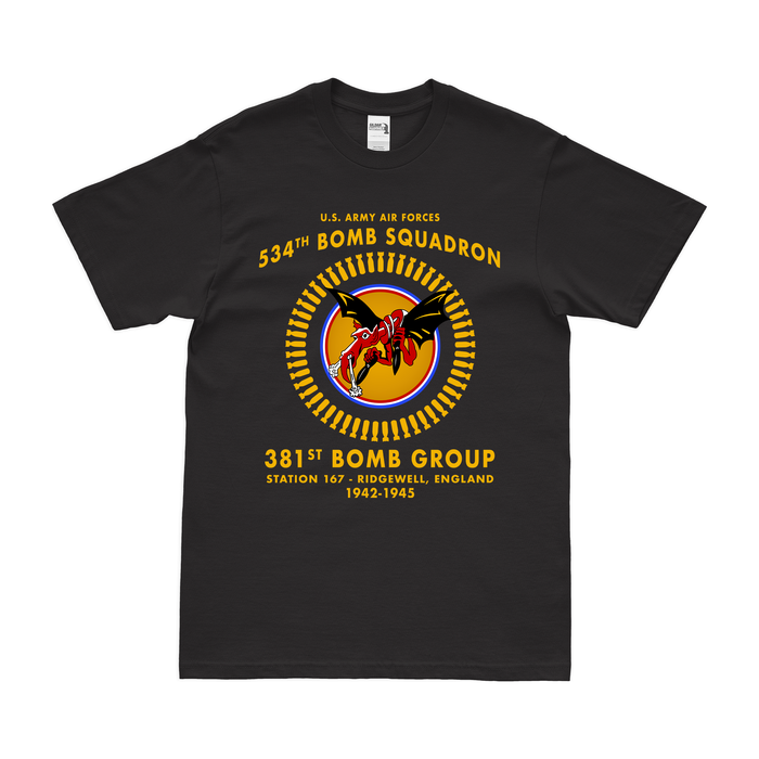 534th Bomb Squadron, 381st BG WW2 Legacy T-Shirt Tactically Acquired Black Clean Small