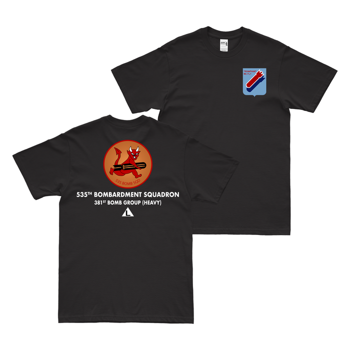 Double-Sided 535th Bomb Squadron w/ Text T-Shirt Tactically Acquired Black Small 