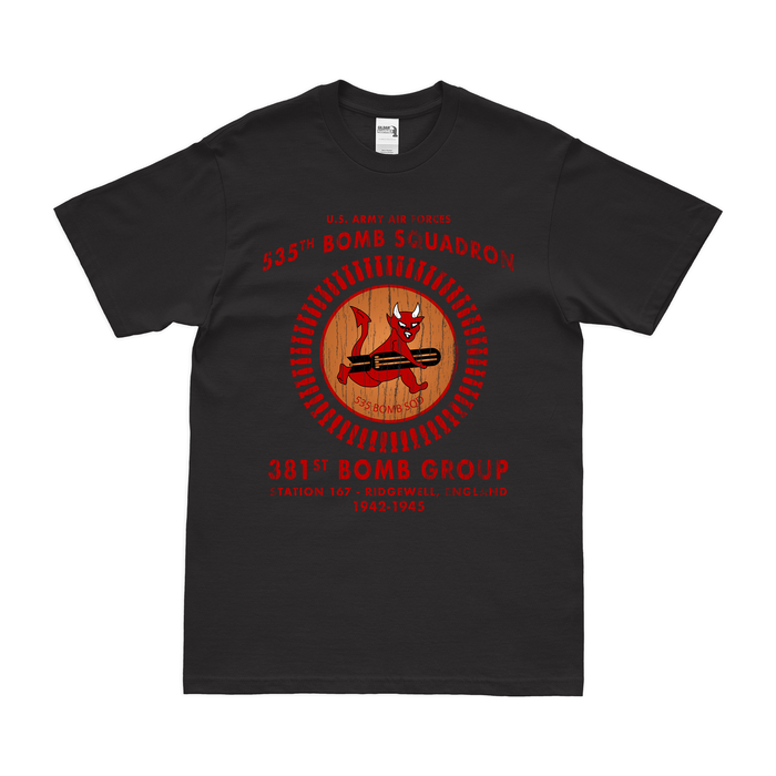 535th Bomb Squadron, 381st BG WW2 Legacy T-Shirt Tactically Acquired Black Distressed Small