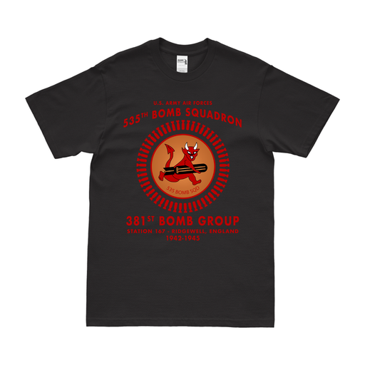 535th Bomb Squadron, 381st BG WW2 Legacy T-Shirt Tactically Acquired Black Clean Small