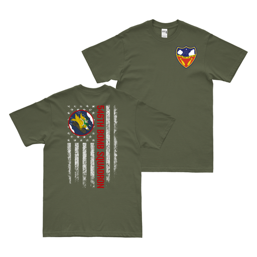 Double-Sided 546th Bomb Squadron American Flag T-Shirt Tactically Acquired Military Green Small 