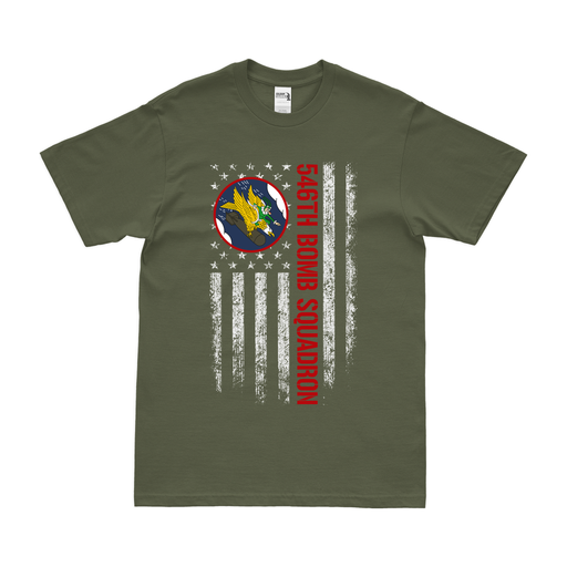 546th Bomb Squadron WW2 American Flag T-Shirt Tactically Acquired Military Green Small 