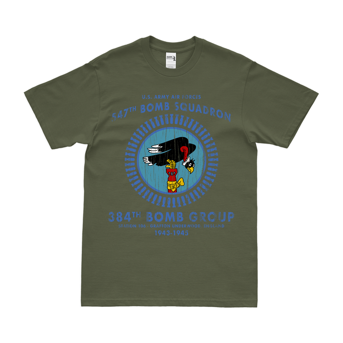 547th Bomb Squadron WW2 Legacy T-Shirt Tactically Acquired Military Green Distressed Small