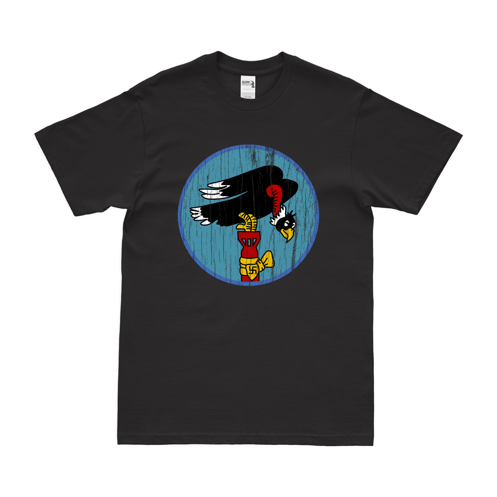 547th Bombardment Squadron WW2 Emblem T-Shirt - 384th Bomb Group, Eighth Air Force Tactically Acquired Black Distressed Small