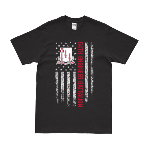 54th Engineer Battalion American Flag T-Shirt Tactically Acquired Small Black 