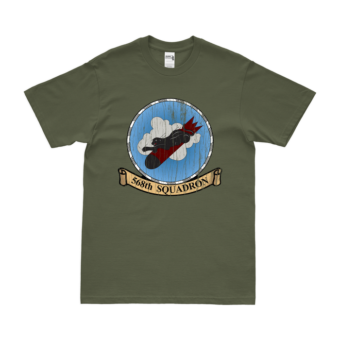 568th Bombardment Squadron USAAF WW2 T-Shirt Tactically Acquired Military Green Distressed Small