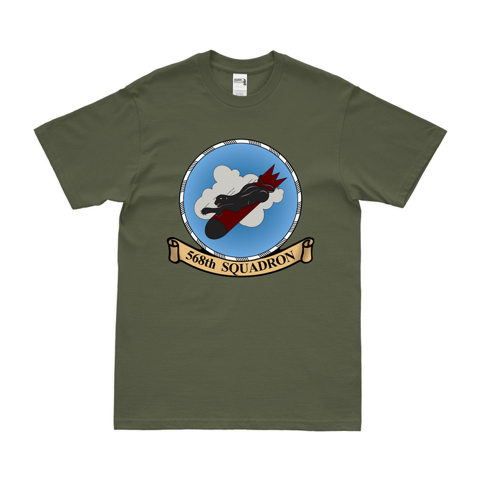 568th Bombardment Squadron USAAF WW2 T-Shirt Tactically Acquired Military Green Clean Small