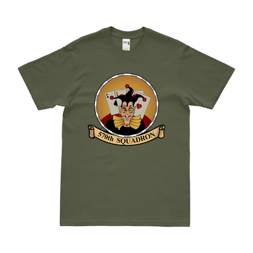 570th Bombardment Squadron USAAF WW2 T-Shirt Tactically Acquired Military Green Clean Small