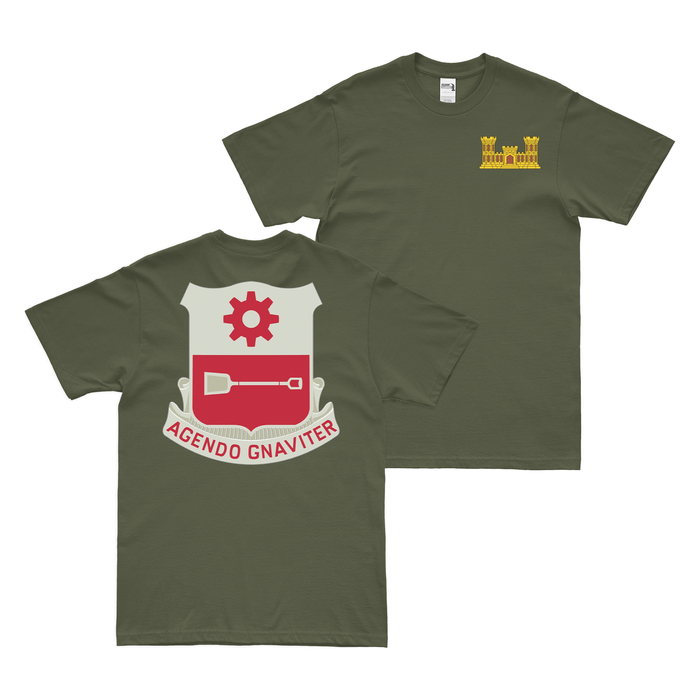 Double-Sided U.S. Army 577th Engineer Battalion T-Shirt Tactically Acquired Military Green Small 