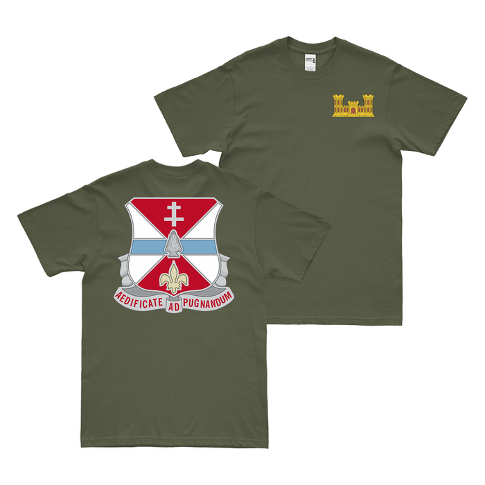 Double-Sided U.S. Army 578th Engineer Battalion T-Shirt Tactically Acquired Military Green Small 
