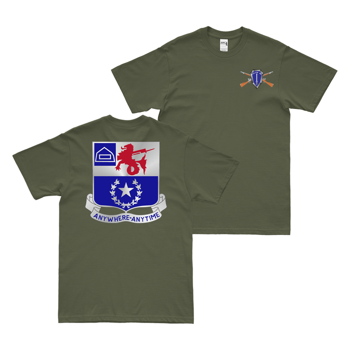 Double-Sided 57th Infantry Regiment T-Shirt Tactically Acquired Military Green Small 