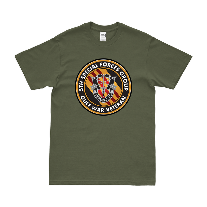 5th Special Forces Group (5th SFG) Gulf War Veteran T-Shirt Tactically Acquired Military Green Small 