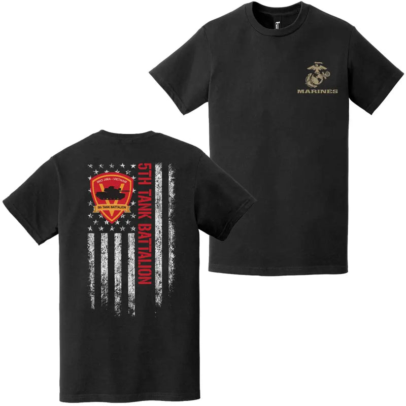 Double-Sided 5th Tank Battalion USMC American Flag T-Shirt