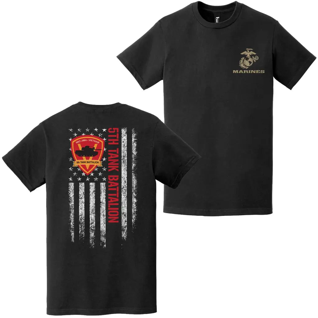 Double-Sided 5th Tank Battalion USMC American Flag T-Shirt Tactically Acquired   