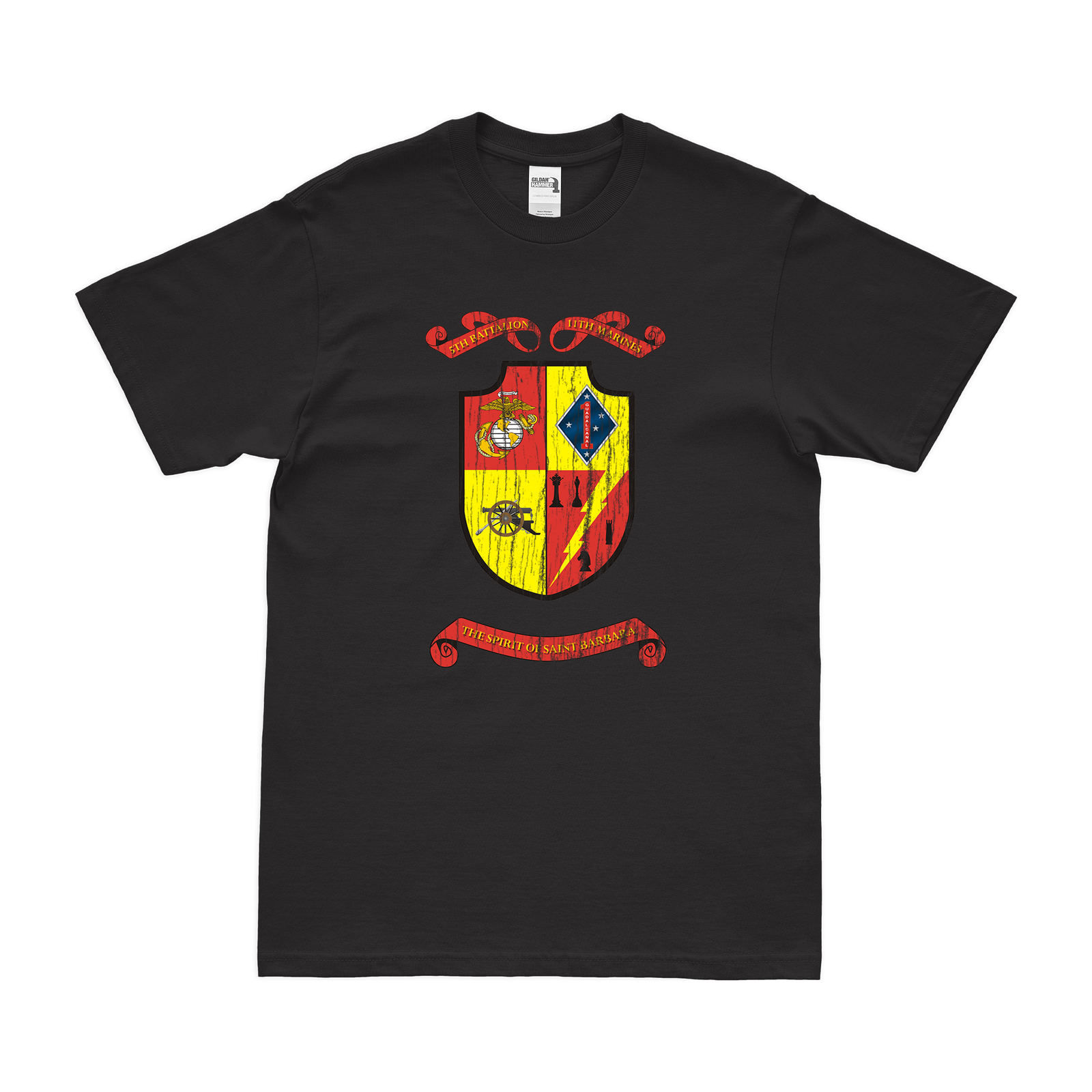 5/11 Marines Unit Emblem T-Shirt Tactically Acquired Black Distressed Small