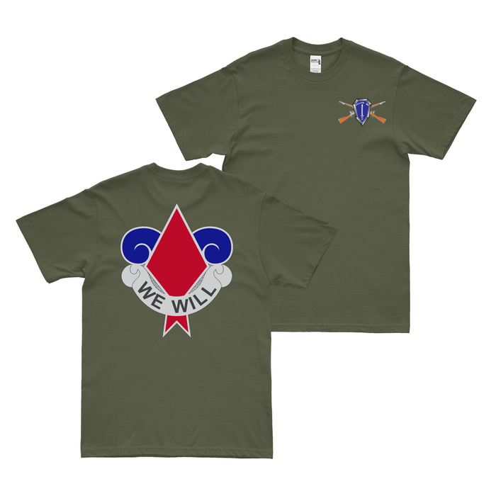 Double-Sided 5th Infantry Division DUI T-Shirt Tactically Acquired Small Military Green 