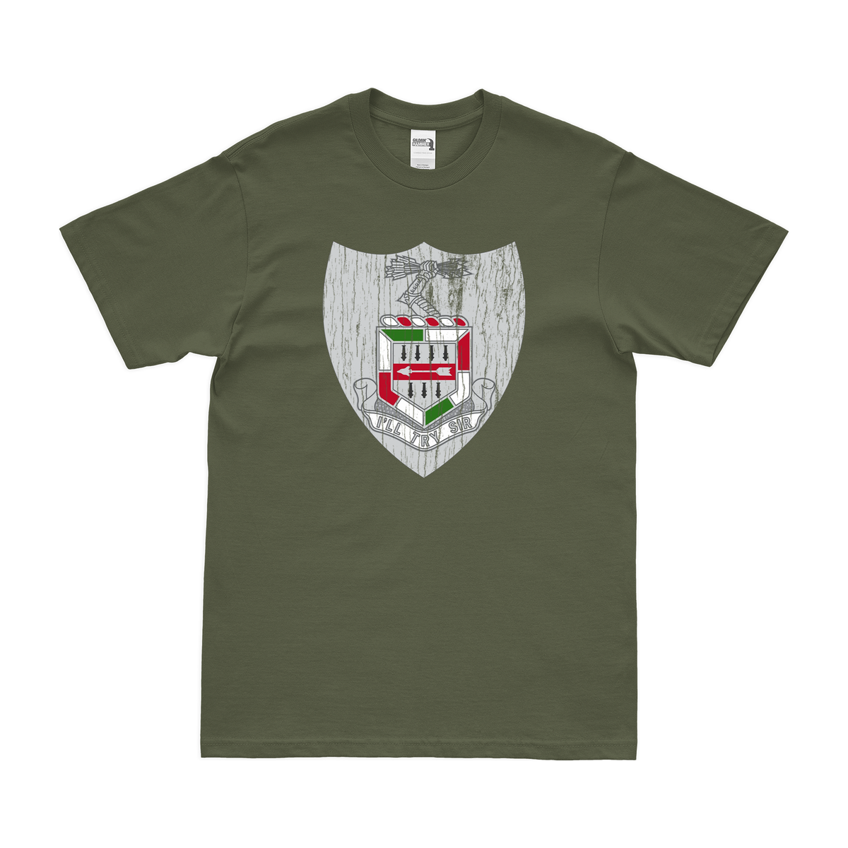 U.S. Army 5th Infantry Regiment Unit Logo Emblem T-Shirt Tactically Acquired Military Green Distressed Small