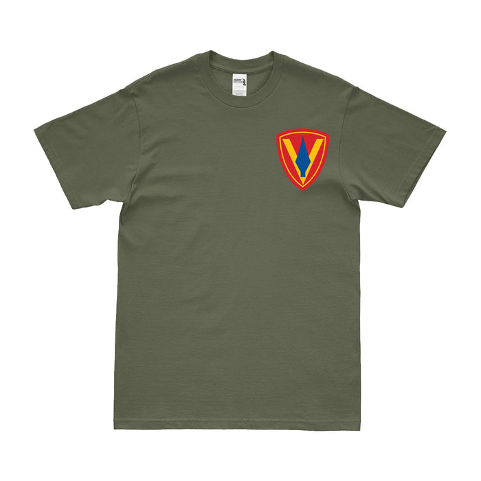 5th Marine Division Logo Emblem Left Chest T-Shirt Tactically Acquired Small Military Green 